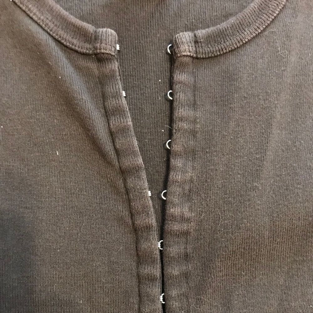 Brown cotton knit long sleeve top - Picture 4 of 4